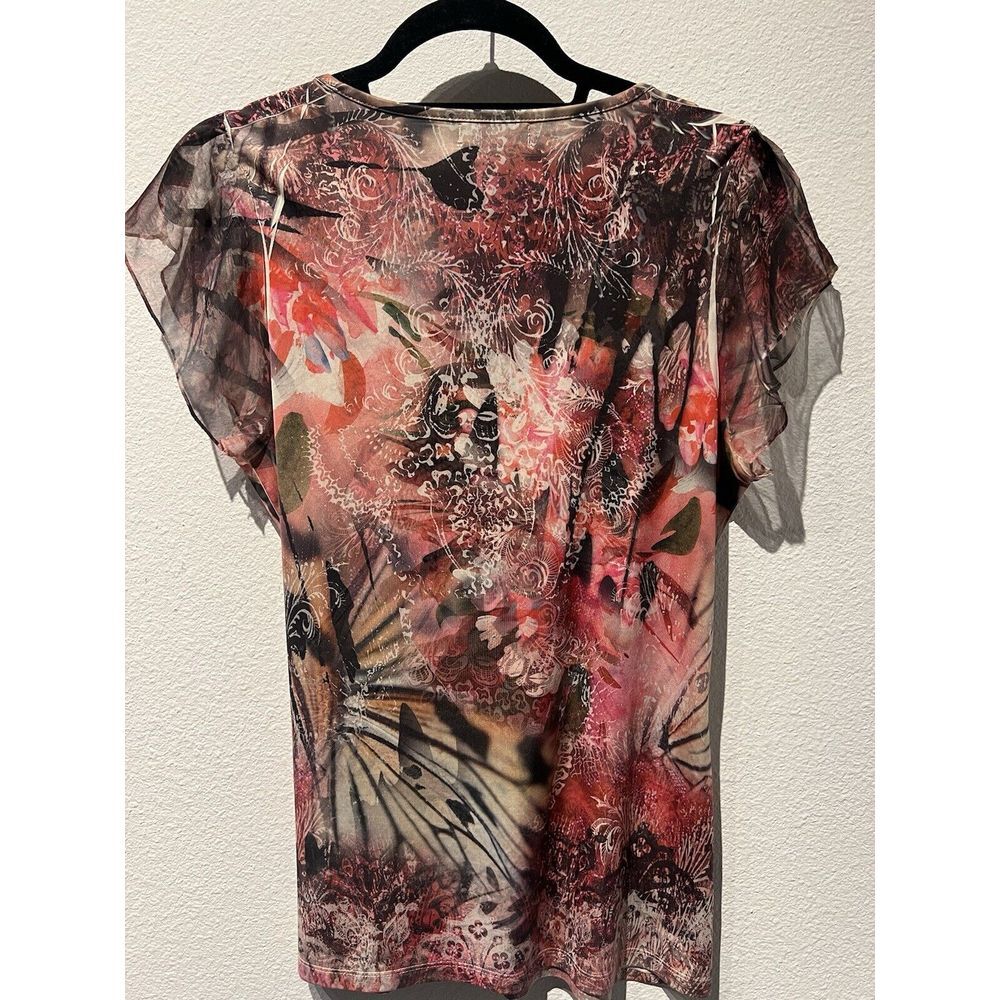 Unity World Women's Moody‎ Fairy Grunge Size M Floral Cap Sleeve Rhinestone Y2K - Picture 9 of 9